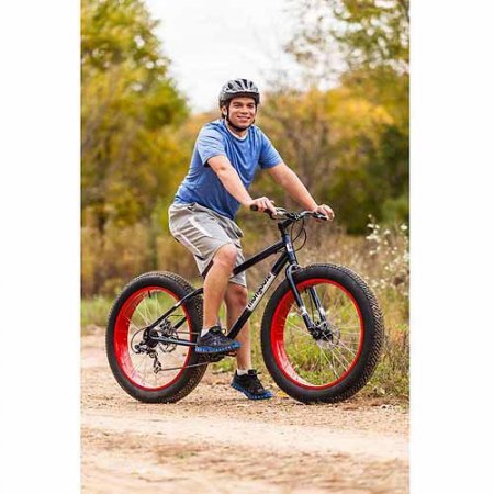 26" Mongoose Dolomite Men's 7-speed Fat Tire Mountain Bike, Navy Blue/Red