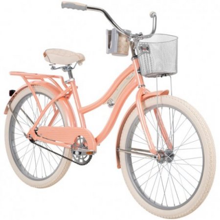 Huffy 24" Girls Nel Lusso Women's Classic Beach Cruiser Bike, Peach