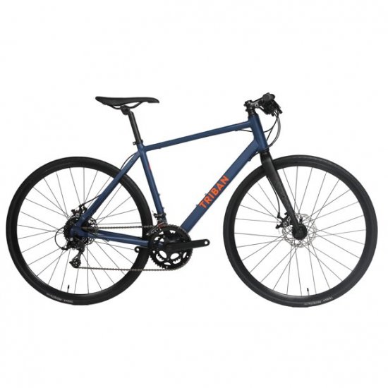 Decathlon Triban RC120, Aluminum Road Bike, Flat Bar, 700c, Small, Blue