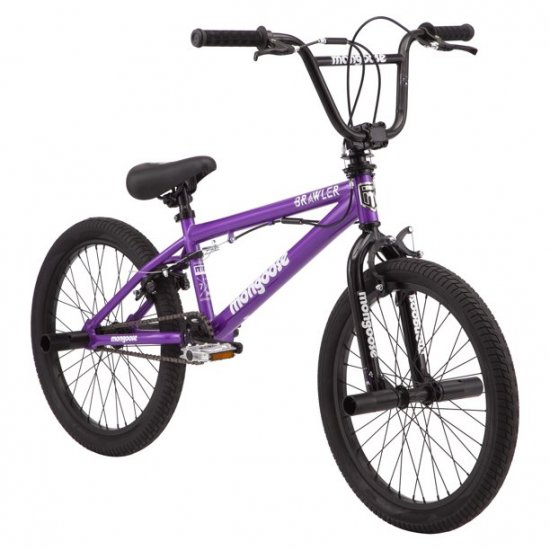Mongoose Brawler BMX Freestyle Bike, 20\" wheels, purple