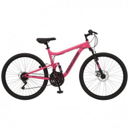 Mongoose Major Mountain Bike, 26-inch wheels, 21 speeds, pink, womens style frame