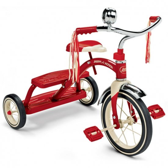 Radio Flyer, Classic Red Dual Deck Tricycle, 12\" Front Wheel, Red