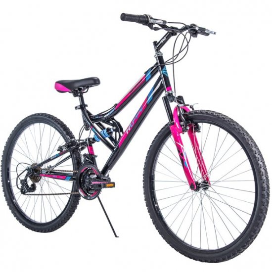 Huffy 26\" Trail Runner Womens Mountain Bike, Black and Pink