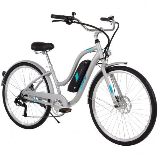 Huffy Everett 27.5\" Women’s Comfort Electric Bike, Grey
