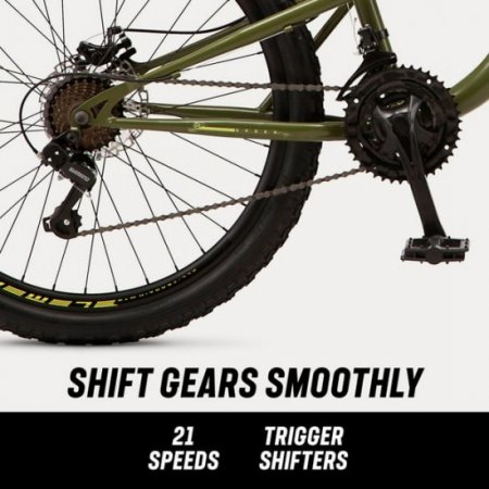 Mongoose Bash Suspension Mountain Bike, 21 Speeds, 26 In. Wheels, Green