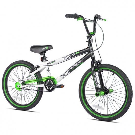 Kent 20 In. Ambush Boys BMX Bike, Green, Black and White with Green Rim