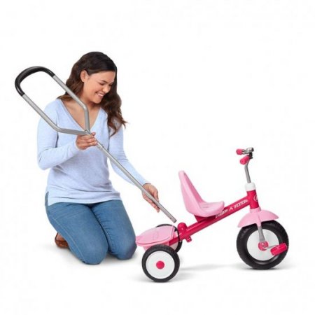 Radio Flyer, Deluxe Steer & Stroll Trike, Parent Push Handle, Pink