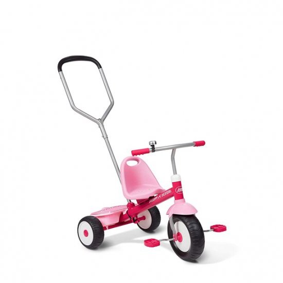 Radio Flyer, Deluxe Steer & Stroll Trike, Parent Push Handle, Pink