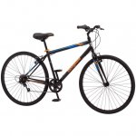 Mongoose Hotshot Hybrid Bike, 7-speed, 700c wheels, Black / Orange