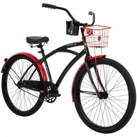 Huffy 26 In. Carlisle Men's Comfort Cruiser Bike, Black Red