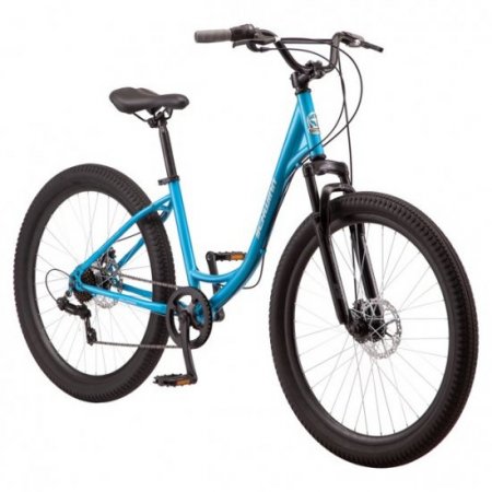 Schwinn Bellwood Comfort Hybrid Bicycle, 7-Speeds, 27.5 In. Wheels, Step-Through Low, Blue