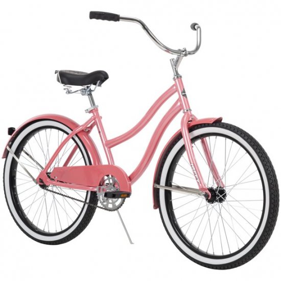 Huffy 24 In. Cranbrook Girls\' Beach Cruiser Bike for Women, Coral Pink