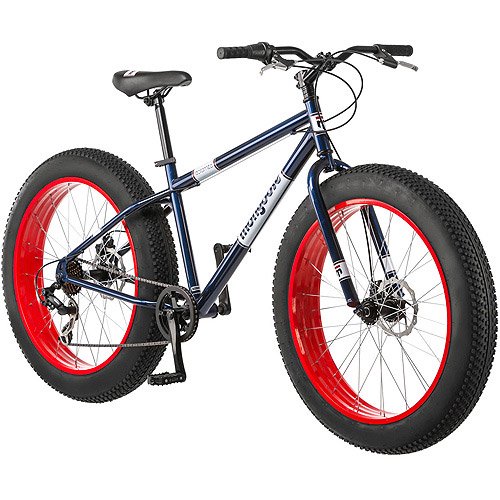 26\" Mongoose Dolomite Men\'s 7-speed Fat Tire Mountain Bike, Navy Blue/Red